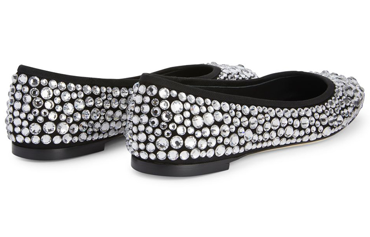 (W) Giuseppe Zanotti Amur Crystal 'Black Velvet Ballet Flats' 圖 3