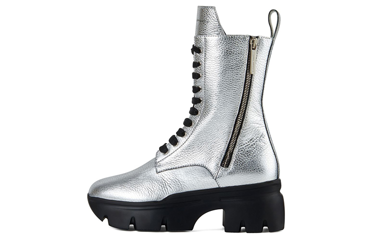 (W) Giuseppe Zanotti Apocalypse 'Silver Patent Lace-Up Ankle Boot'