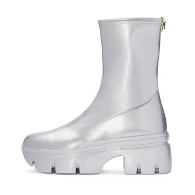 (W) Giuseppe Zanotti Apocalypse Gloss 'Silver Zipper Bootie'
