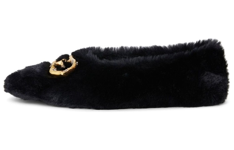 (W) Giuseppe Zanotti Ballet Flat 'Black Faux Fur Slip-On'