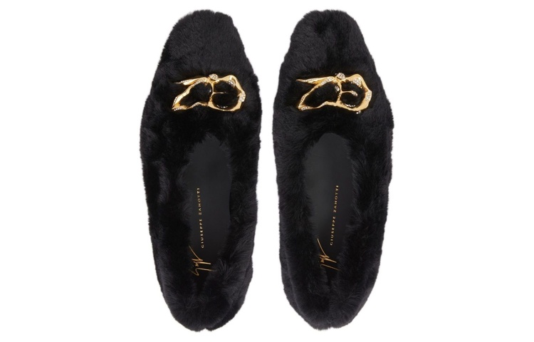 (W) Giuseppe Zanotti Ballet Flat 'Black Faux Fur Slip-On' 圖 4