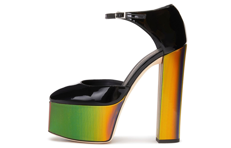 (Women) Giuseppe Zanotti Bebe High Heel 'Black Patent Leather & Metallic Buckle' E060009023