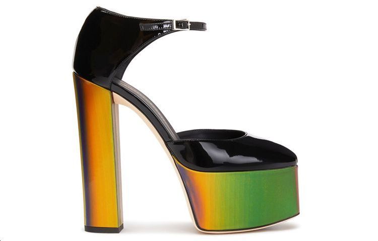 Order giuseppe zanotti/GZ Bebe 漆皮 防水台金屬扣 高跟鞋 女款 黑色