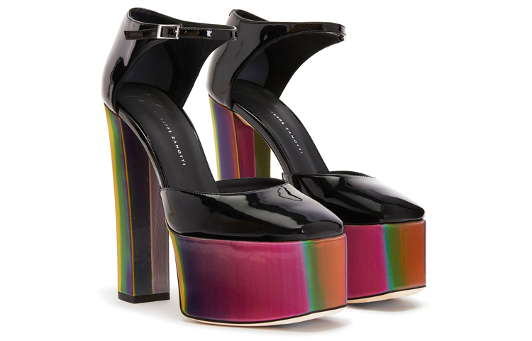 Lookbook giuseppe zanotti/GZ Bebe 漆皮 防水台金屬扣 高跟鞋 女款 黑色