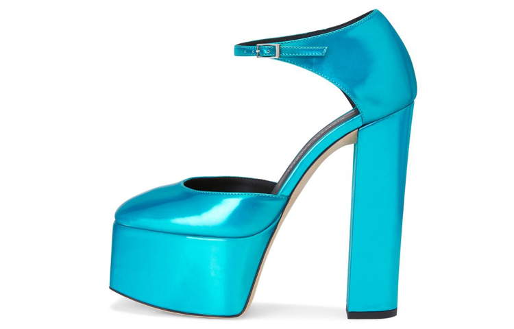(W) Giuseppe Zanotti Bebe High Heels 'Blue Metallic Buckle'