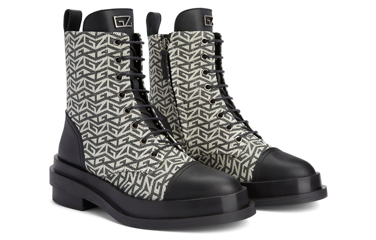 (W) Giuseppe Zanotti Canvas Leather Zip-Up Rubber Sole Ankle Boot 'Black' 圖 2