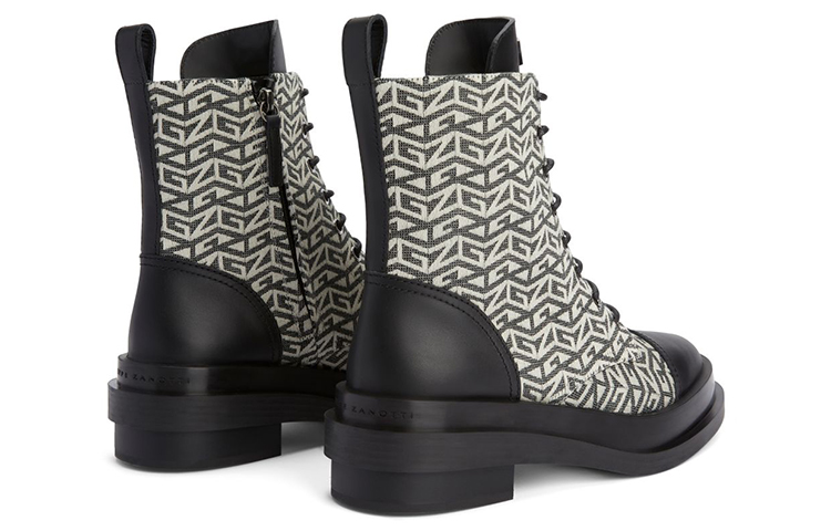 (W) Giuseppe Zanotti Canvas Leather Zip-Up Rubber Sole Ankle Boot 'Black' 圖 3