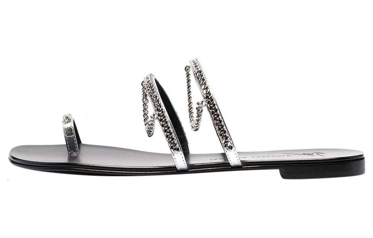 (Women) Giuseppe Zanotti Catena Leather Open-Toe Sneaker Sandals 'Silver Chain' E100024C88109002