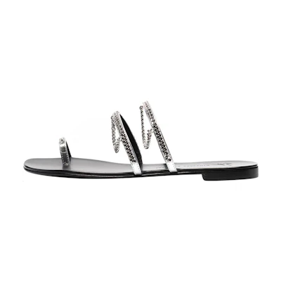 (W) Giuseppe Zanotti Catena Leather Open-Toe Sneaker Sandals 'Silver Chain'