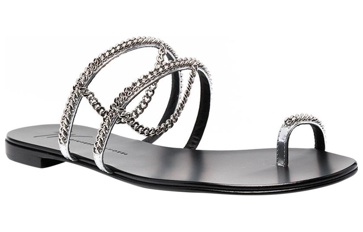 (W) Giuseppe Zanotti Catena Leather Open-Toe Sneaker Sandals 'Silver Chain' 圖 2