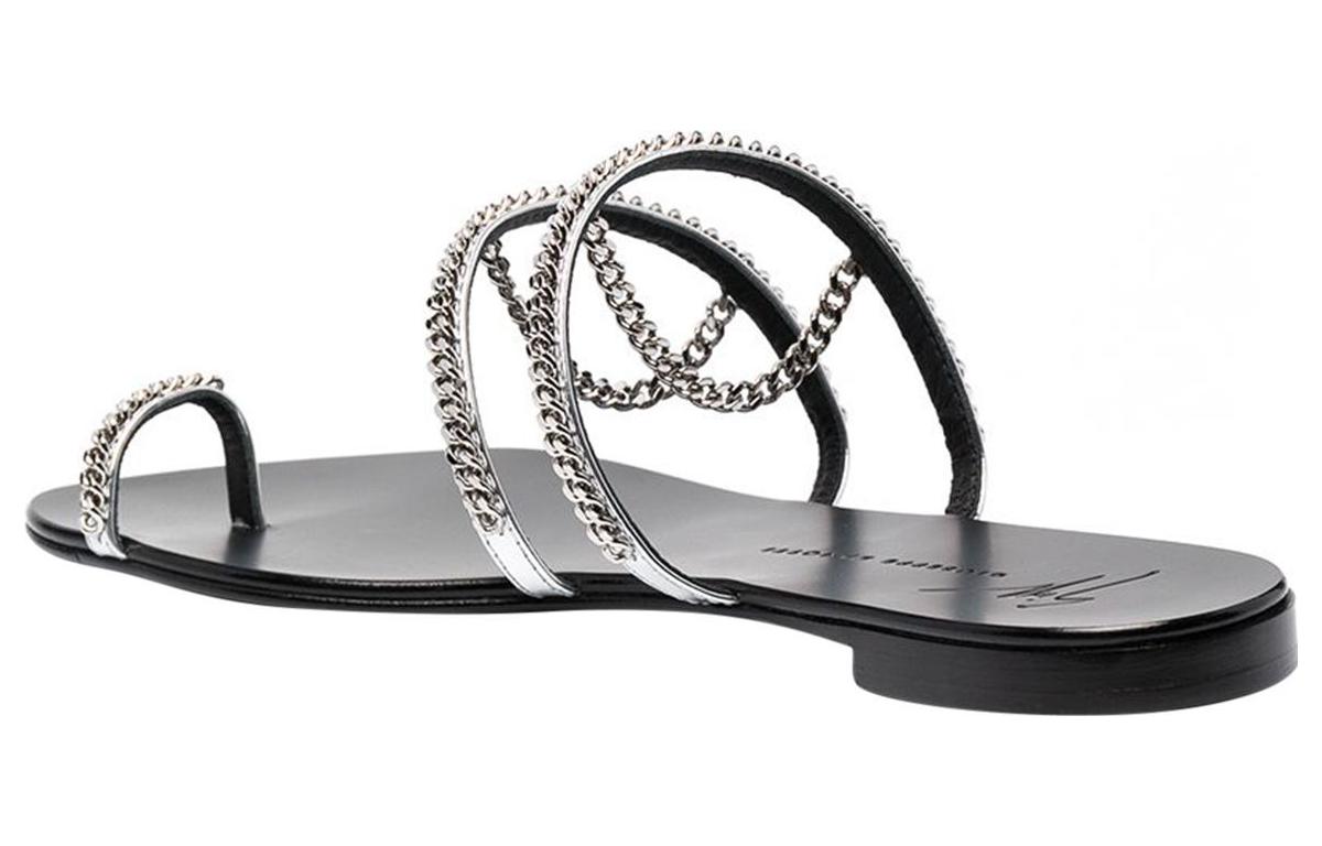 (W) Giuseppe Zanotti Catena Leather Open-Toe Sneaker Sandals 'Silver Chain' 圖 3