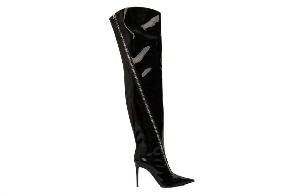Order (W) Giuseppe Zanotti Crudelia Boots Hitam Hak Tinggi 10.5cm Toe Lancip I180005001