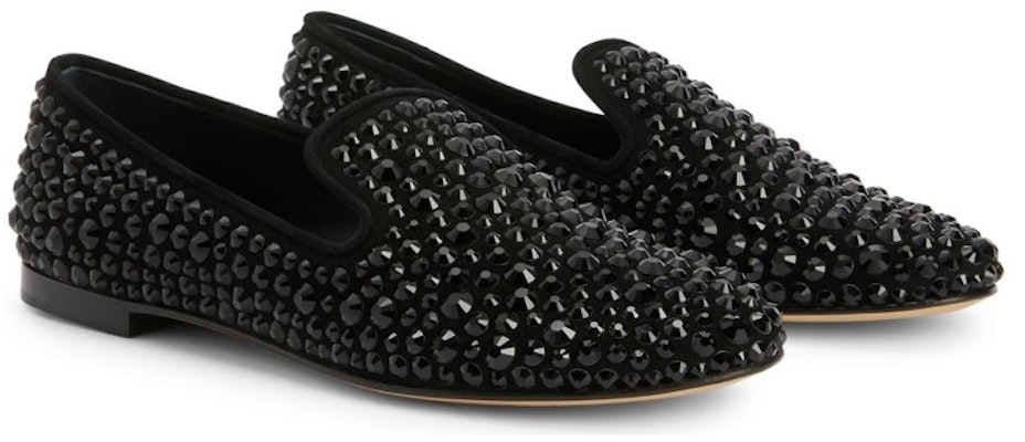 (Women) Giuseppe Zanotti Evangeline 'Black Crystal Embroidery' E360007006 Order (Women) Giuseppe Zanotti Evangeline 'Black Crystal Embroidery' E360007006