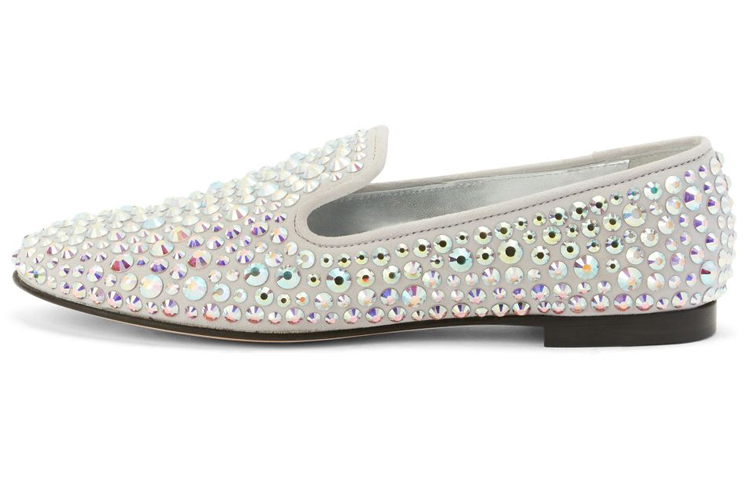 (W) Giuseppe Zanotti Evangeline 'Light Grey Velvet Crystal Embroidery'