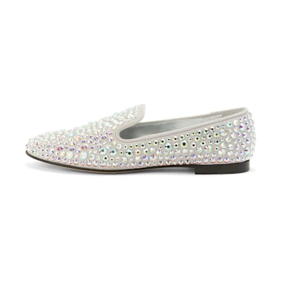(W) Giuseppe Zanotti Evangeline 'Light Grey Velvet Crystal Embroidery'