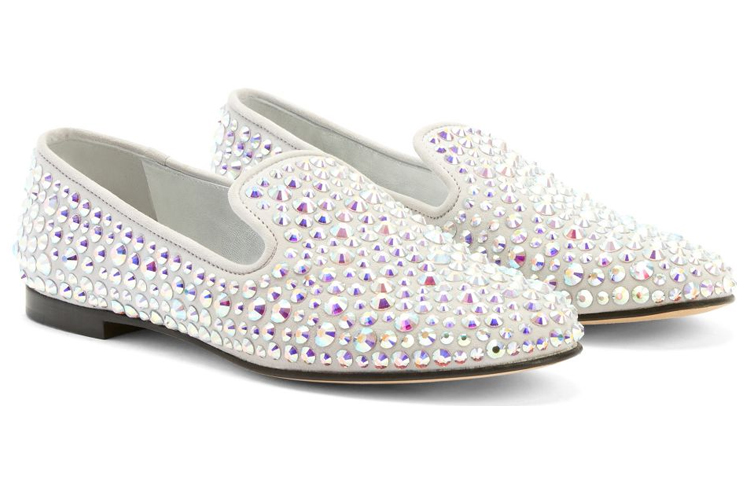 (W) Giuseppe Zanotti Evangeline 'Light Grey Velvet Crystal Embroidery' 圖 2