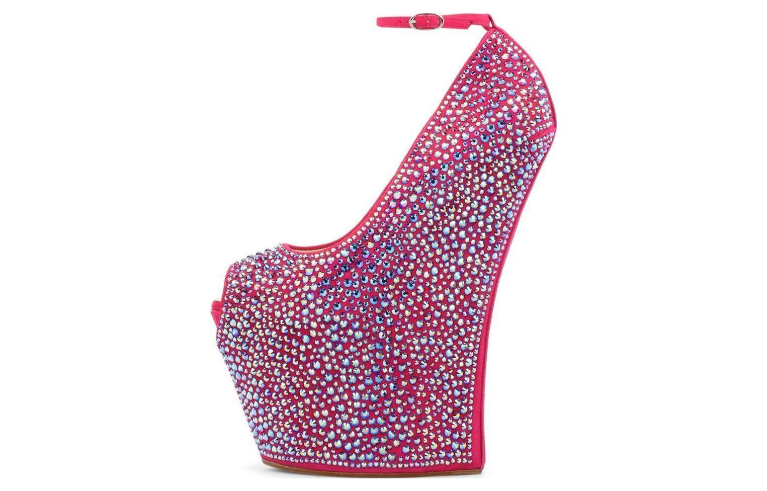 (W) Giuseppe Zanotti Fashion Wedge High-Top Sneakers 'Blue Pink Velvet'