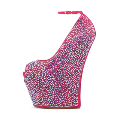 (W) Giuseppe Zanotti Fashion Wedge High-Top Sneakers 'Blue Pink Velvet'