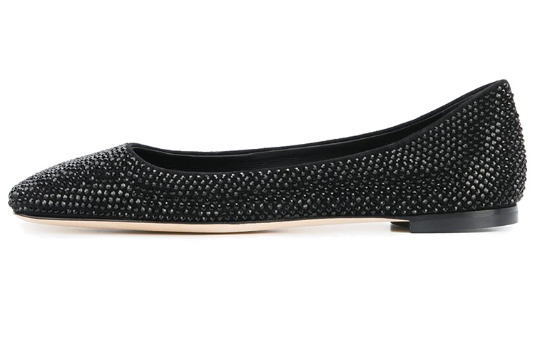 (W) Giuseppe Zanotti Flat Ballet 'Black Crystal Embellished'
