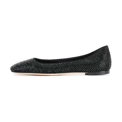 (W) Giuseppe Zanotti Flat Ballet 'Black Crystal Embellished'