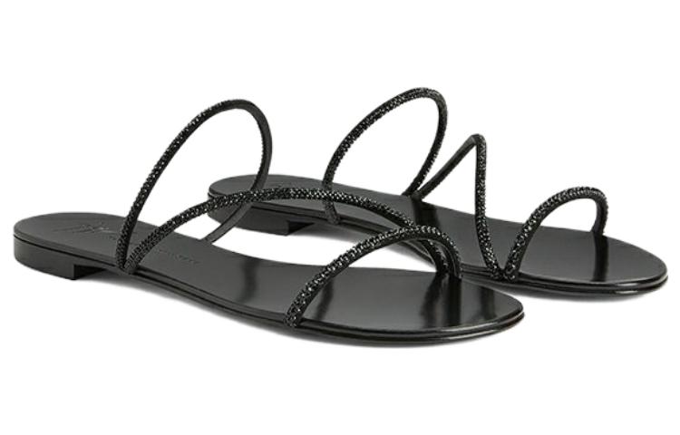 Order (W) ジュゼッペザノッティ　ブラッククリスタル トングサンダル E300022006