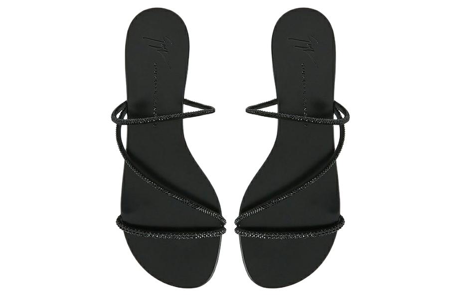 Shop (W) ジュゼッペザノッティ　ブラッククリスタル トングサンダル E300022006