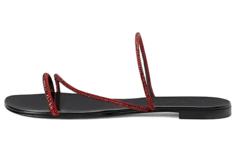 Buy (W) ジュゼッペザノッティ　レッドクリスタル　フラットスライドサンダル E300022008