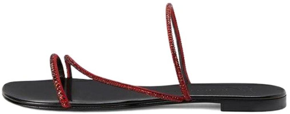 (Women) Giuseppe Zanotti Flat Slide Sandals 'Red Crystal' E300022008 Buy (Women) Giuseppe Zanotti Flat Slide Sandals 'Red Crystal' E300022008