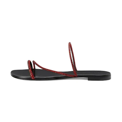 (W) Giuseppe Zanotti Flat Slide Sandals 'Red Crystal'