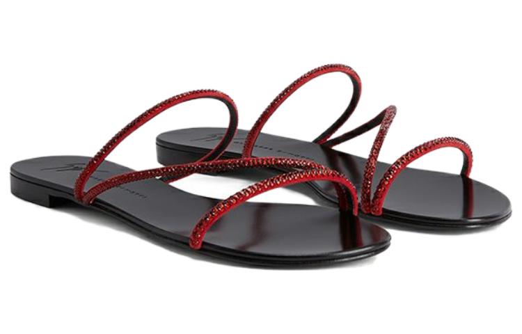 Order (W) ジュゼッペザノッティ　レッドクリスタル　フラットスライドサンダル E300022008