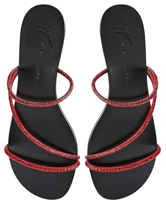 (Women) Giuseppe Zanotti Flat Slide Sandals 'Red Crystal' E300022008 Shop (Women) Giuseppe Zanotti Flat Slide Sandals 'Red Crystal' E300022008