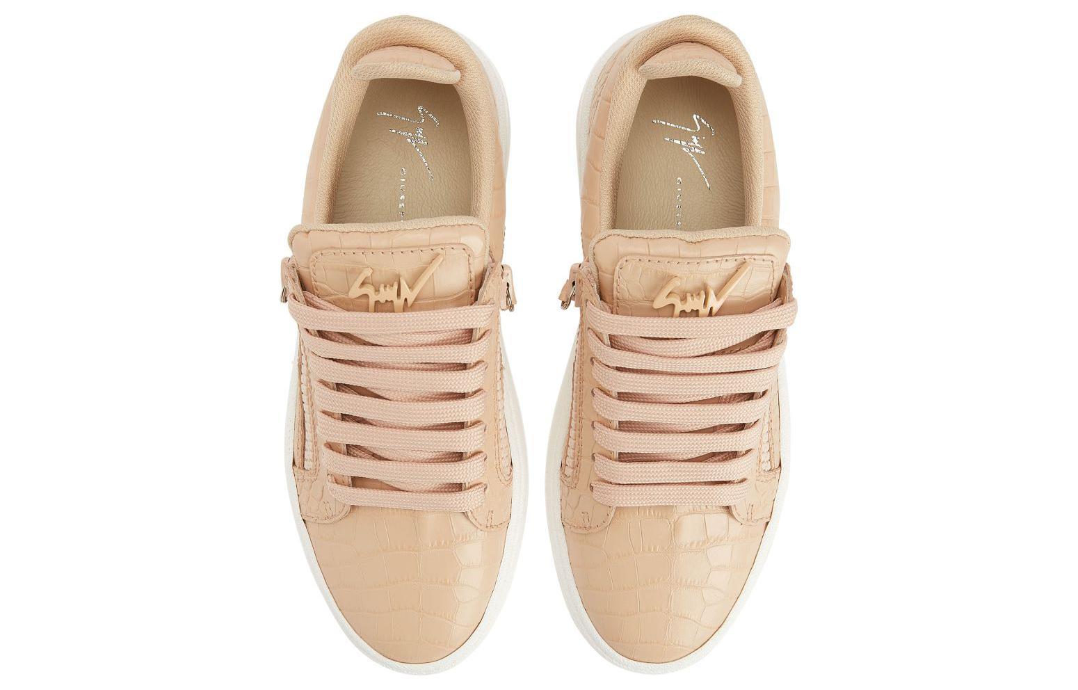 Shop giuseppe zanotti/GZ Gz94 皮革 圓頭綁帶 低筒 板鞋 女款 粉色