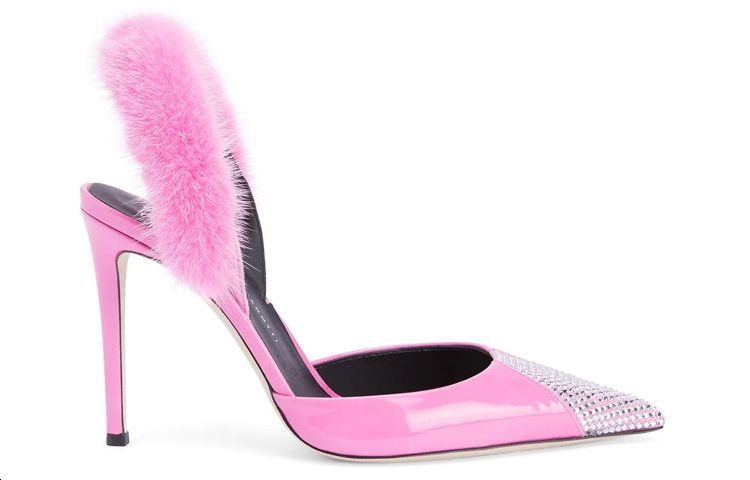 (W) Giuseppe Zanotti Henriette Strass 'Pink Patent Pointed Open-Back High Heels' 圖 2