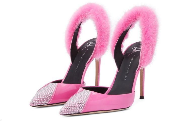 (W) Giuseppe Zanotti Henriette Strass 'Pink Patent Pointed Open-Back High Heels' 圖 3
