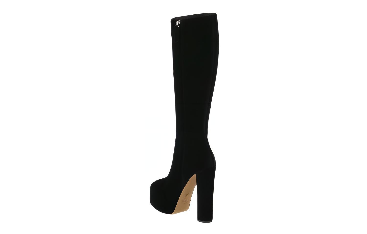 Shop Giuseppe Zanotti/GZ 皮革 方頭 高筒靴 女款 黑色