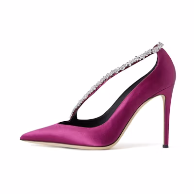(W) Giuseppe Zanotti High Heel Pumps 'Purple Velvet Satin Pointed Toe'