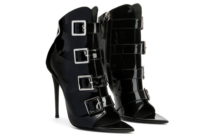 Lookbook giuseppe zanotti/GZ Intriigo Buckle 露趾 搭扣 時尚涼拖 10.5cm 女款 黑色