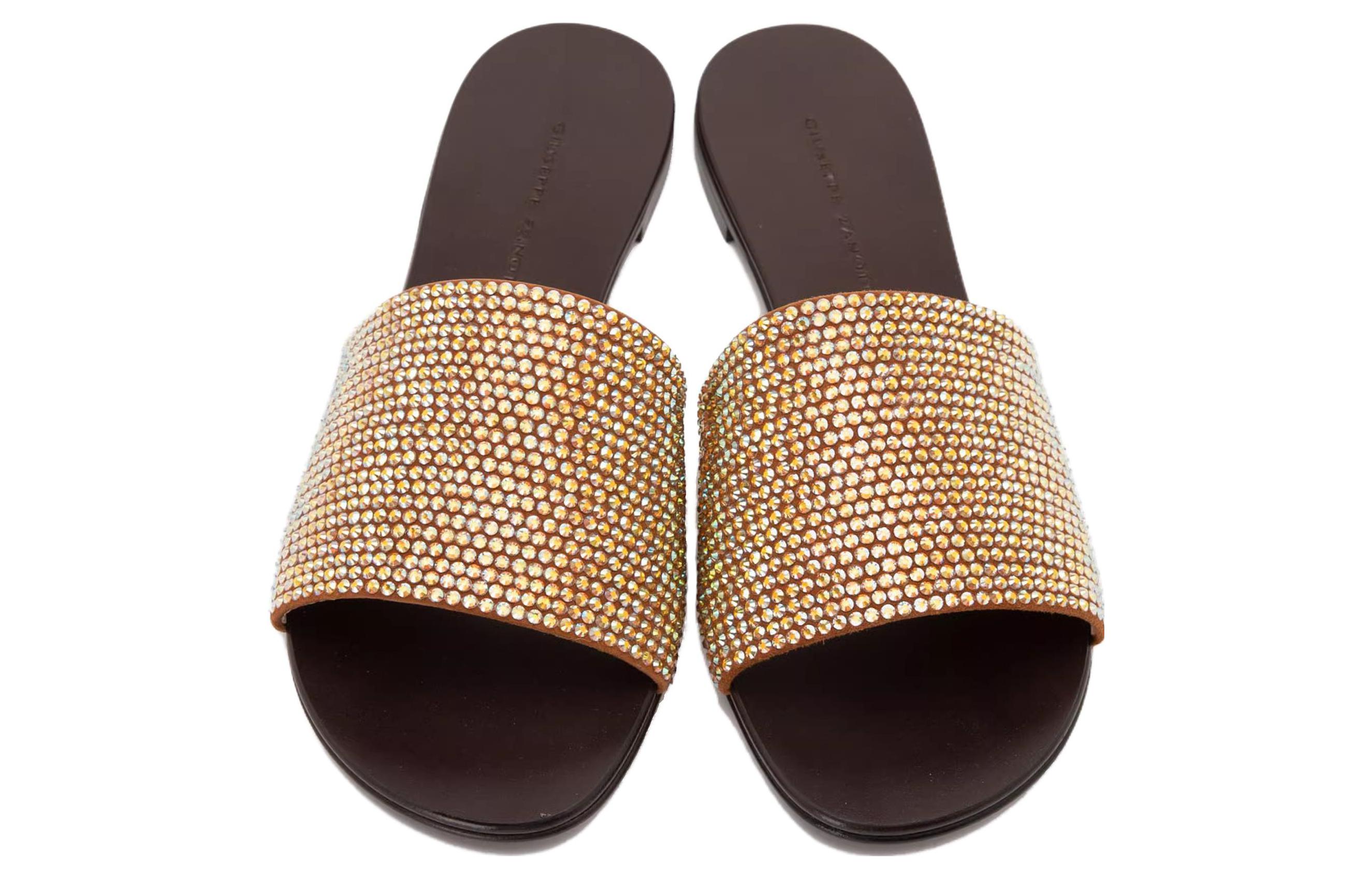 Shop (Women) Giuseppe Zanotti Leather Comfort Slides 'Brown' E800165025