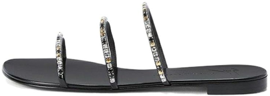 (Women) Giuseppe Zanotti Leather Fashion Rhinestone Mirror Slide 'Black' I300017001 Buy (Women) Giuseppe Zanotti Leather Fashion Rhinestone Mirror Slide 'Black' I300017001