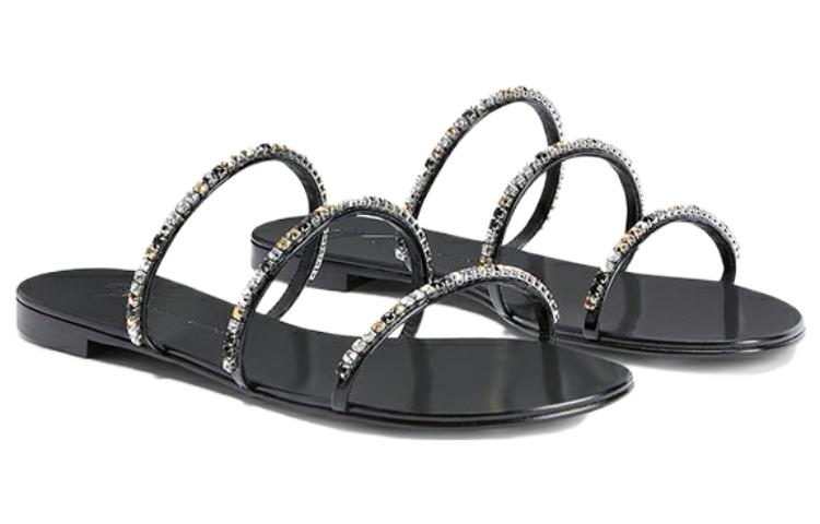 Order (W) 주세페 자노티 블랙 가죽 큐빅 슬라이드 I300017001