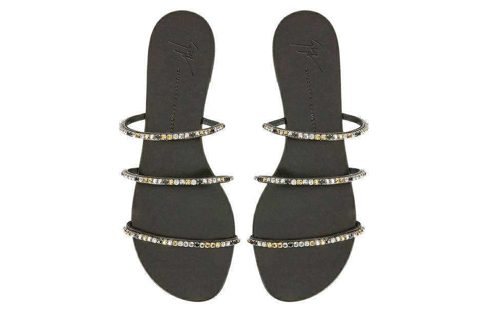 Lookbook (W) 주세페 자노티 블랙 가죽 큐빅 슬라이드 I300017001