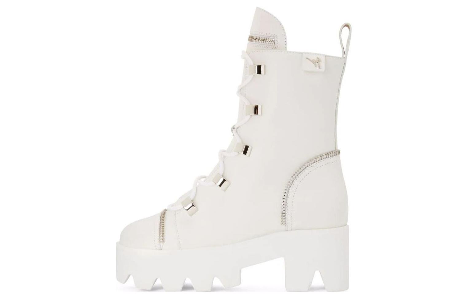 (W) Giuseppe Zanotti Leather Fashion Round Toe Ankle Boot 'White'