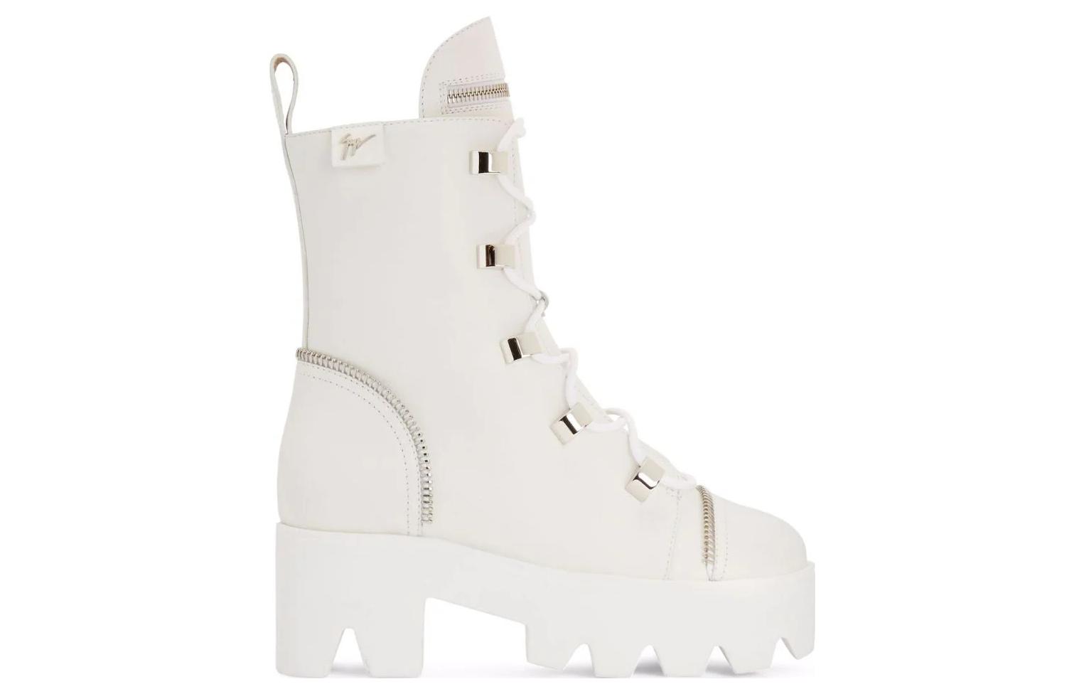 (W) Giuseppe Zanotti Leather Fashion Round Toe Ankle Boot 'White' 圖 2