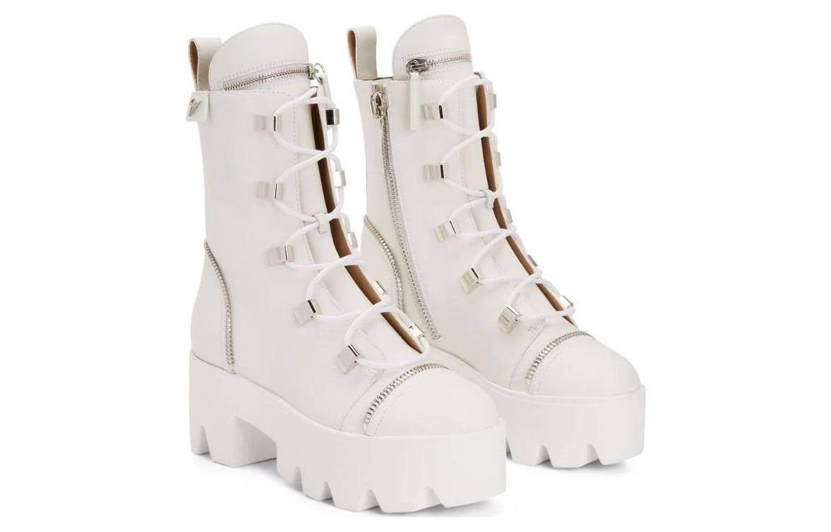 (W) Giuseppe Zanotti Leather Fashion Round Toe Ankle Boot 'White' 圖 3