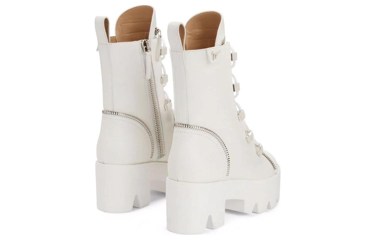 (W) Giuseppe Zanotti Leather Fashion Round Toe Ankle Boot 'White' 圖 4