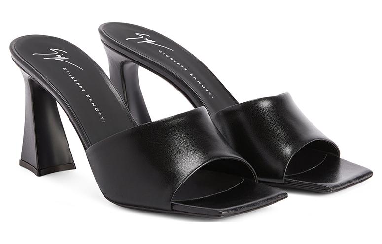 Order (W) Sandal Slide Tumit Tinggi Kulit Giuseppe Zanotti 'Hitam' E300053A016