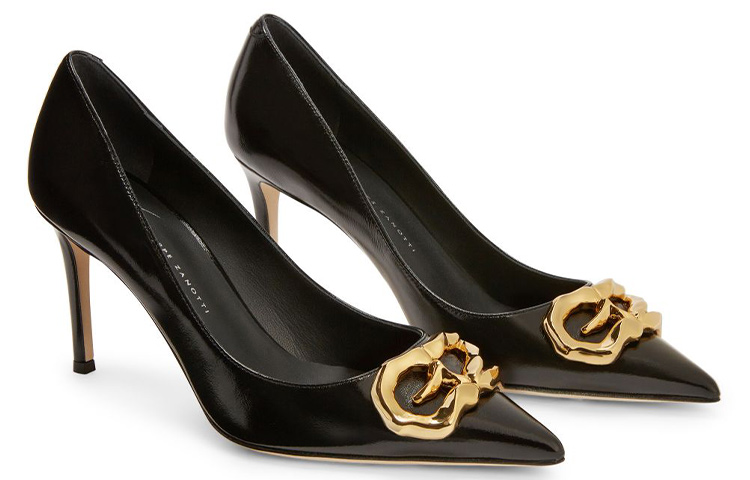 Order (W) Giuseppe Zanotti Kasut Tumit Tinggi Kulit Slip-On 'Fashion Black' I260005001