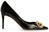 Shop (W) Giuseppe Zanotti Kasut Tumit Tinggi Kulit Slip-On 'Fashion Black' I260005001
