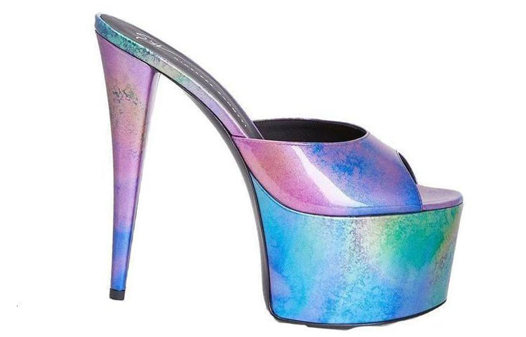 (W) Giuseppe Zanotti Leather High Heel Peep-Toe Slide 'Blue Purple' 圖 2