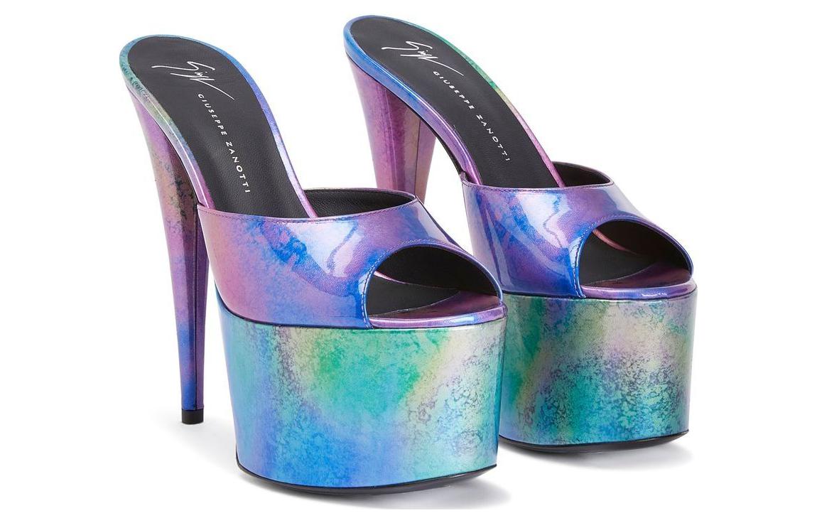 (W) Giuseppe Zanotti Leather High Heel Peep-Toe Slide 'Blue Purple' 圖 3